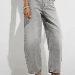 Nuon by Westside Grey Washed Relaxed-Fit High-Rise Jeans-image-63