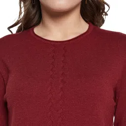 METTLE Maroon Solid Regular Fit Pullover image 5