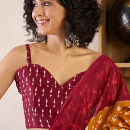 Saree Mall Yellow Printed Sarees With Unstitched Blouse image 5