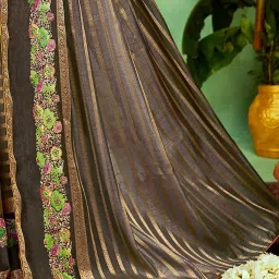 Saree Mall Grey Embellished Sarees With Unstitched Blouse image 5
