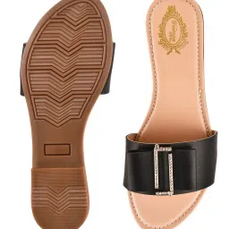 Shoetopia Kids Black & Beige Casual Slides image 5