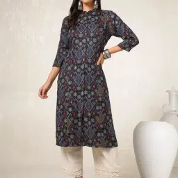 Soch Navy Printed Straight Kurta-picture-12