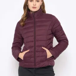 MADAME Wine Quilted Jacket-image-11