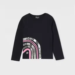 Fame Forever by Lifestyle Girls Navy Cotton Embellished T-Shirt-picture-12