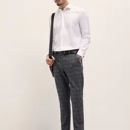 The Bear House Grey Slim Fit Checks Trousers image 5