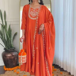 Women Basket Women Ethnic Motifs Embroidered Tiered Sequinned Kurta with Churidar & With Dupatta-picture-26