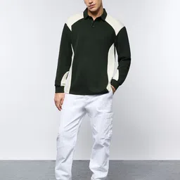 The Souled Store Men Colourblocked Polo Collar Pure Cotton T-shirt image 4