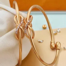 DIVASTRI Set Of 2 Gold-Plated American Diamond Studded Infinity Bracelets-picture-13