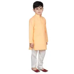 SG Yuvraj Kids Orange & White Solid Kurta with Pyjama image 4