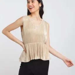 Zink London Golden Striped Peplum Top image 4