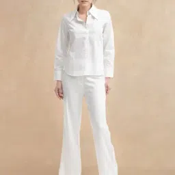 RAREISM White Cotton Blend Solid Long Sleeves Top-image-92