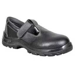 Zain Safety Ladies Steel Toe Safety Shoes PU Single Density Low Ankle Black Buff Barton Genuine Leather Size UK3, TINY-picture-45