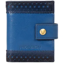 Hidesign Blue CHURRO W1 Textured Small Leather Card Holder image 1