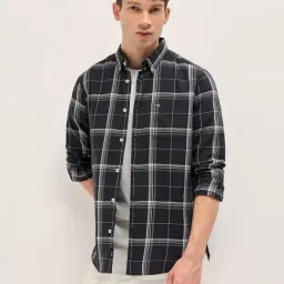 The Bear House Black Cotton Checked Regular Fit Shirt-image-26