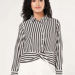 Annabelle by Pantaloons White & Black Striped Shirt-picture-11