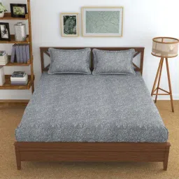 Florida BS-Kian Grey Microfibre 180 TC Double Size Bedsheet With 2 Pillow Covers-image-3