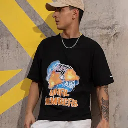 UNRL Graphic Printed  Drop-Shoulder Sleeves Pure Cotton T-shirt image 1