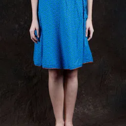 Exotic India Geometric Printed Pure Cotton Flared Midi Skirt image 3