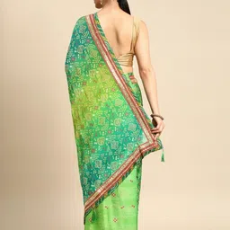 KALINI Green Pure Chiffon Bandhani Sarees image 3