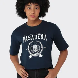 Kraus Jeans Women Typography Printed Round Neck Slim Fit Crop T-shirt-picture-18