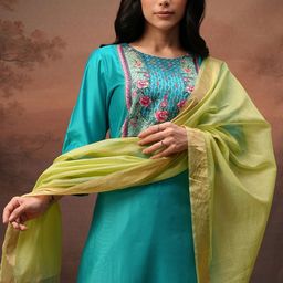 Vishudh Women Floral Printed Regular Kurta with Palazzos & With Dupatta-picture-37