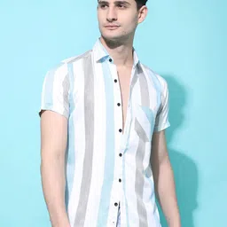 Voroxy Men Opaque Striped Casual Shirt-picture-22