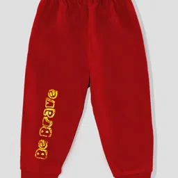 KAVEE 100% Cotton Biowashed Be Brave Placement Printed Lounge Pants - Red-image-4