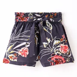 CrayonFlakes Floral Printed Belt Detailed  Shorts - Black-image-19