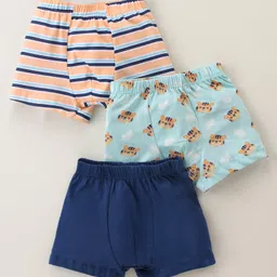 Babyhug 100% Cotton Knit Briefs with Bear & Striped Print Pack of 3 - Multicolor-picture-15