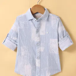 JASH KIDS Cotton Knit Full Sleeves Printed Shirt - Light Blue-image-8