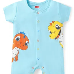 Babyhug Interlock Knit Half Sleeves Romper With Dragon Print - Light Blue-picture-30