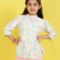 ISHTI Three Fourth Sleeves Floral Printed Top - Multi Colour-picture-10