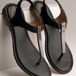 Shoetopia Solid Slip On Sandals - Black-picture-25