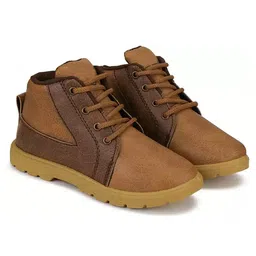 BERSACHE Colour Blocked Lace Up Boots - Brown-picture-25
