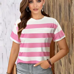 LRIPSOME Women Striped Pockets T-shirt-picture-16
