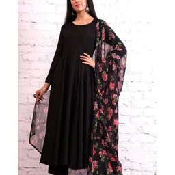 BAESD Round Neck Pleated Anarkali Kurta with Palazzos & Dupatta-image-34