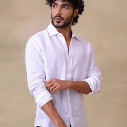 Zage Slim Fit Spread Collar Linen Shirt image 3