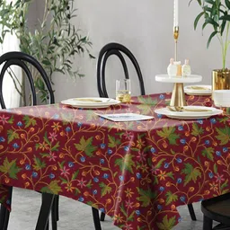 Aura Rust Floral 6-Seater Table Cover-image-5