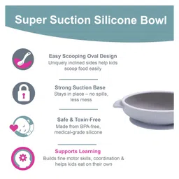 BiBaDo Silicone Suction Bowl - Non-Slip, Easy Scoop Oval Shape Feeding Bowl for Baby- BPA Free (Blue) image 5
