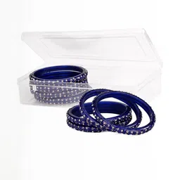1ST TIME Set Of 20 Blue Alloy Artificial Stones & Beads Bangles image 2