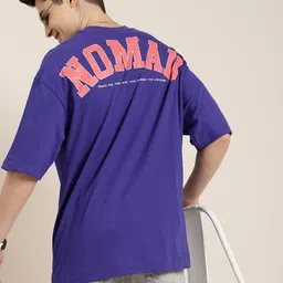 HERE&NOW Typography Printed Drop-Shoulder Sleeves Pure Cotton Oversized T-shirt image 1