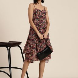 HERE&NOW Floral Print Layered Fit & Flare Dress-picture-21