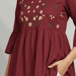 AAYUMI Floral Embroidered Thread Work Thread Work Empire Kurti image 5