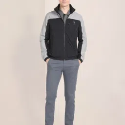 U.S. Polo Assn. Black Regular Fit Colour Block Wind Cheater image 5