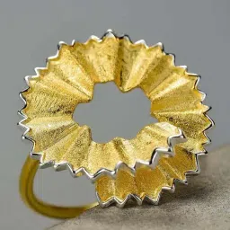 Rihi by P.C. Chandra Jewellers 925 Silver Golden Pencil Shave Ring for Women & Girls-picture-13