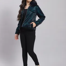 Monte Carlo Kids Teal Solid Full Sleeves Jacket image 5