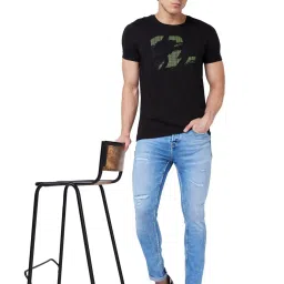 Spykar Black Slim Fit Printed T-Shirt image 5