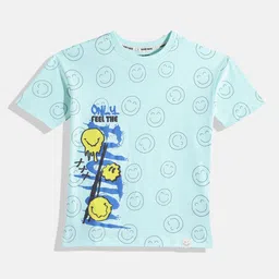 Happy Faces Boys Pure Cotton Typography Printed T-shirt-picture-43