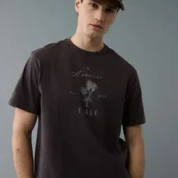American Eagle Brown Cotton Regular fit Geometric T-Shirt-picture-17