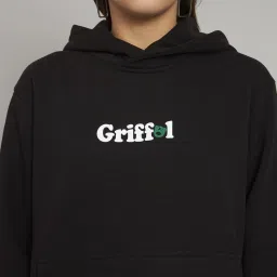 GRIFFEL Black Printed Hoodie image 5